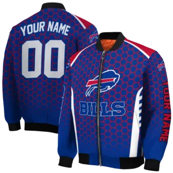 custom buffalo bills hexagon grid blue bomber jacket fashion forward