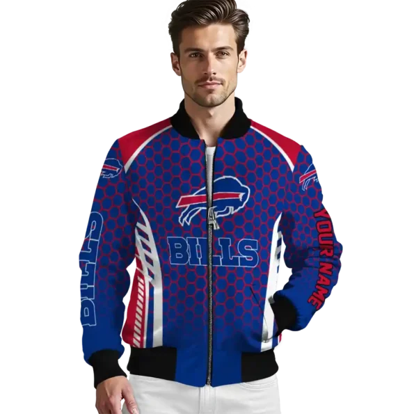 custom buffalo bills hexagon grid blue bomber jacket high quality