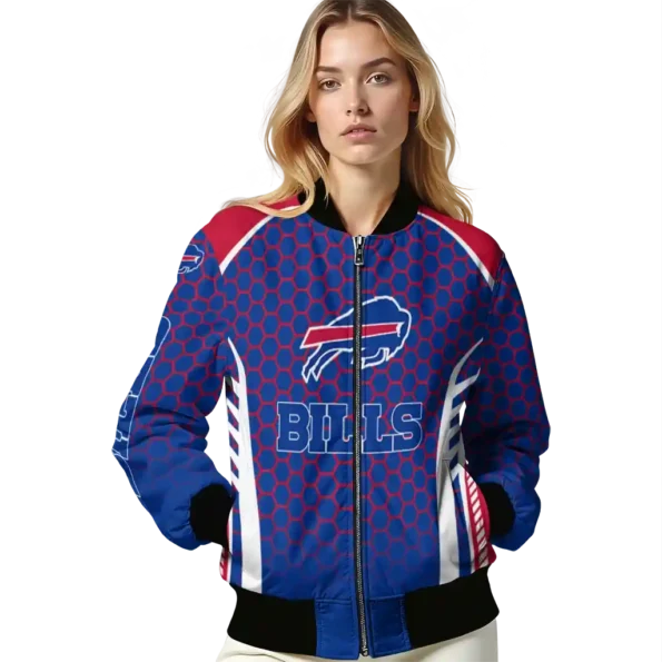 custom buffalo bills hexagon grid blue bomber jacket latest model