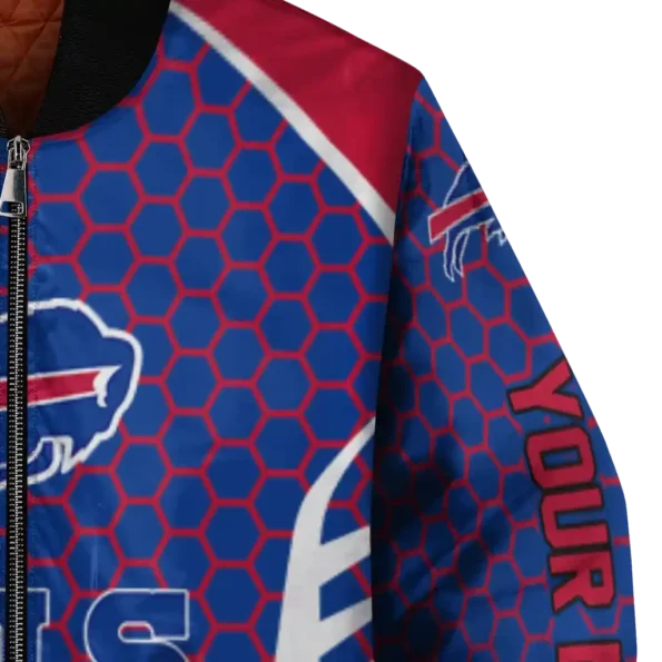custom buffalo bills hexagon grid blue bomber jacket premium grade
