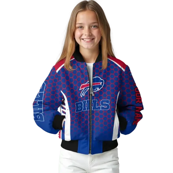 custom buffalo bills hexagon grid blue bomber jacket top rated
