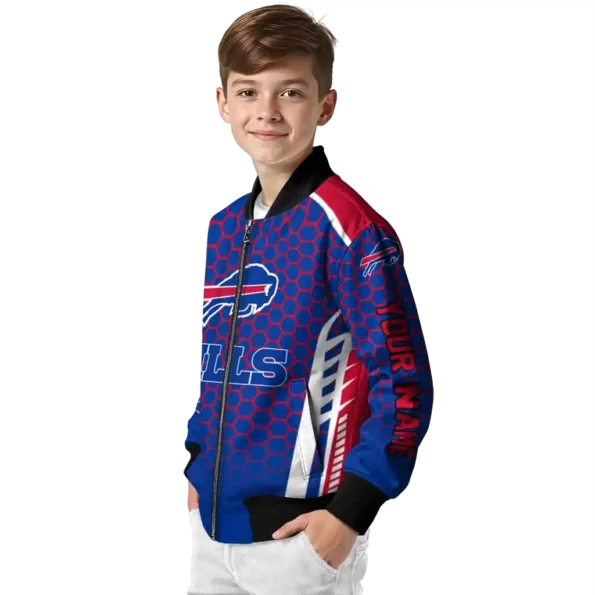 custom buffalo bills hexagon grid blue bomber jacket trendy