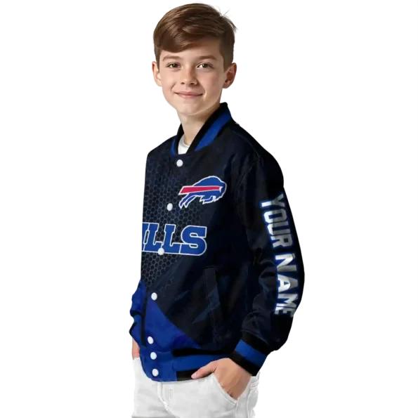 custom buffalo bills hexagon mesh blue black varsity jacket trendy.webp