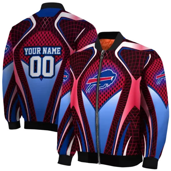 custom buffalo bills mesh chest red crocs black bomber jacket fashion forward