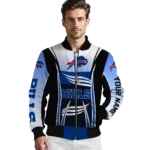 custom buffalo bills mesh effect blue black bomber jacket best selling