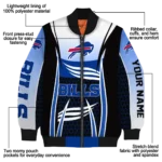 custom buffalo bills mesh effect blue black bomber jacket best selling