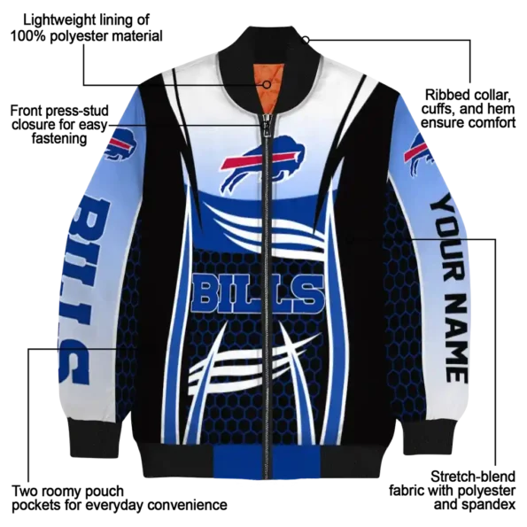 custom buffalo bills mesh effect blue black bomber jacket new arrival