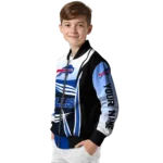 custom buffalo bills mesh effect blue black bomber jacket best selling