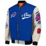 custom buffalo bills razorback outline blue nude bomber jacket best selling