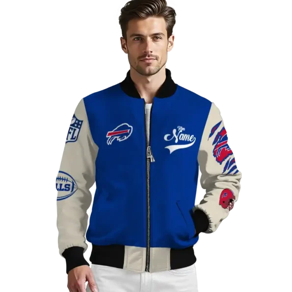 custom buffalo bills razorback outline blue nude bomber jacket high quality