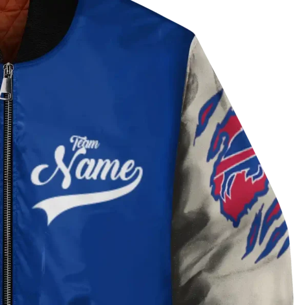custom buffalo bills razorback outline blue nude bomber jacket premium grade