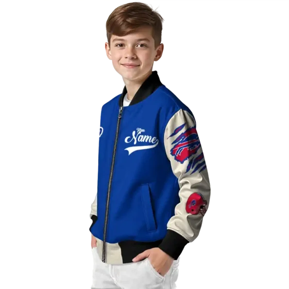 custom buffalo bills razorback outline blue nude bomber jacket trendy