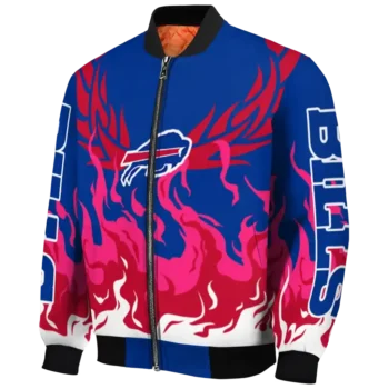 custom buffalo bills winged blaze blue white bomber jacket best selling