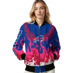 custom buffalo bills winged blaze blue white bomber jacket best selling