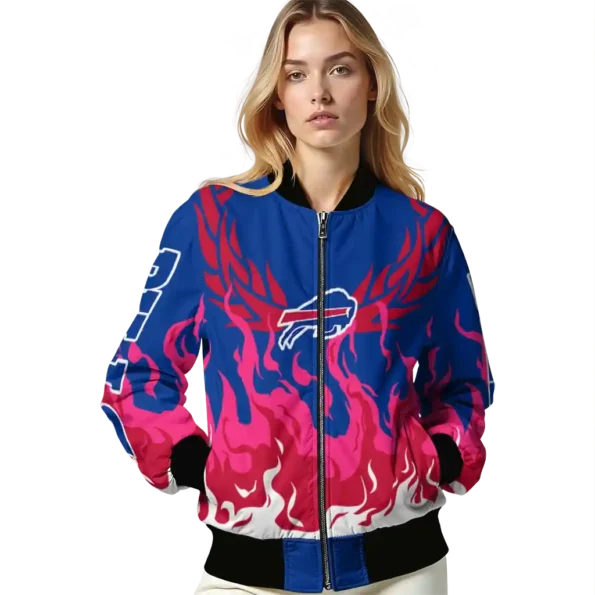 custom buffalo bills winged blaze blue white bomber jacket latest model