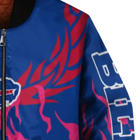 custom buffalo bills winged blaze blue white bomber jacket premium grade