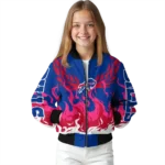 custom buffalo bills winged blaze blue white bomber jacket best selling