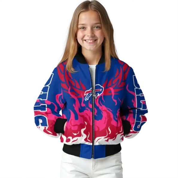 custom buffalo bills winged blaze blue white bomber jacket top rated