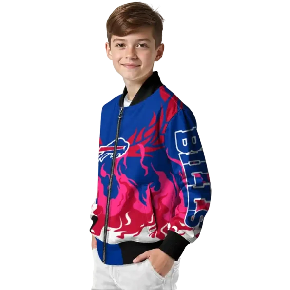 custom buffalo bills winged blaze blue white bomber jacket trendy