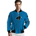 custom carolina panthers chevron arrow blue bomber jacket best selling
