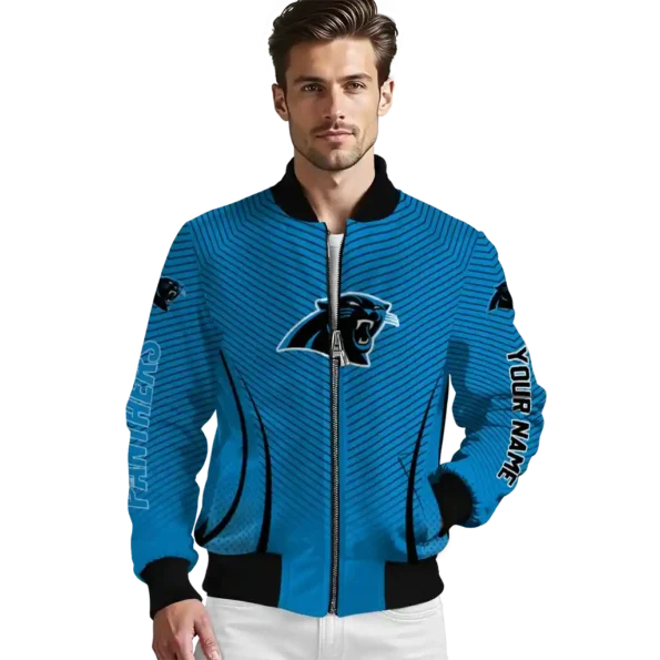 custom carolina panthers chevron arrow blue bomber jacket high quality