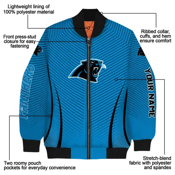 custom carolina panthers chevron arrow blue bomber jacket new arrival