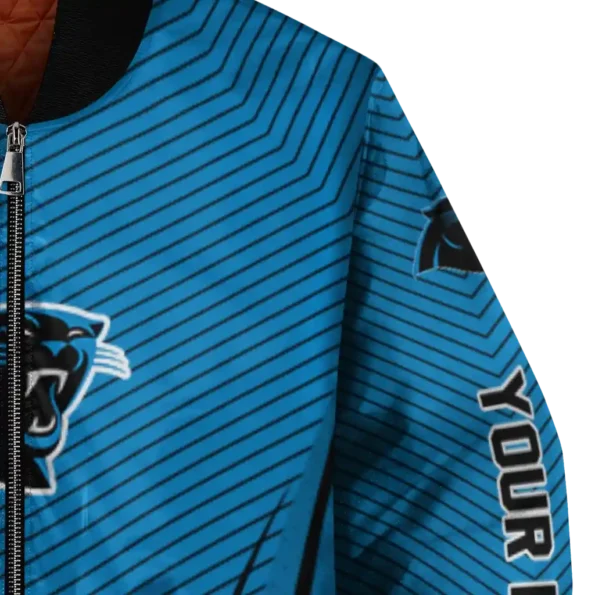 custom carolina panthers chevron arrow blue bomber jacket premium grade