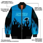 custom carolina panthers flame border blue black bomber jacket best selling