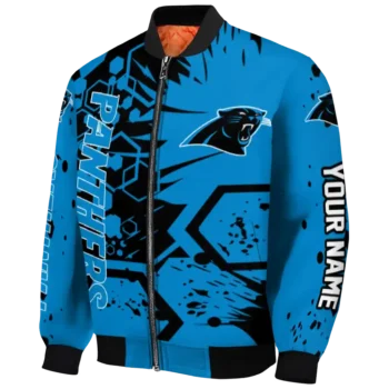 custom carolina panthers hexagon cluster blue black bomber jacket best selling