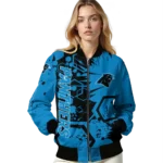 custom carolina panthers hexagon cluster blue black bomber jacket best selling
