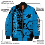 custom carolina panthers hexagon cluster blue black bomber jacket best selling