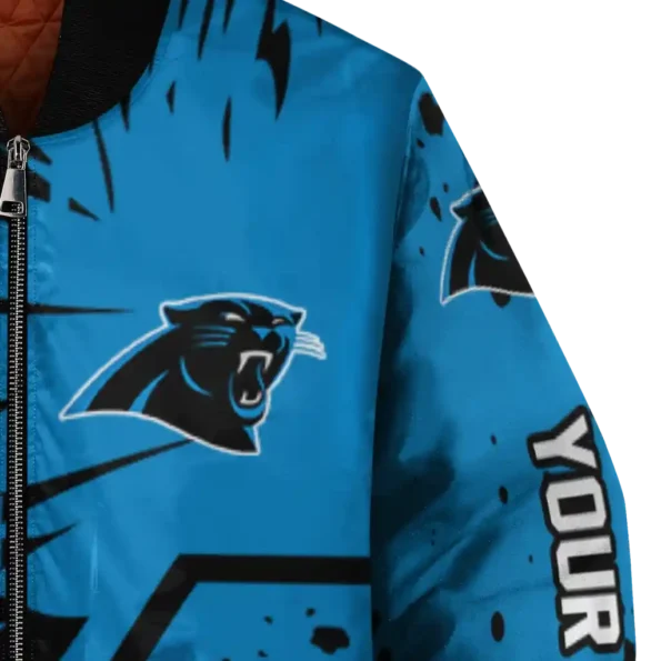 custom carolina panthers hexagon cluster blue black bomber jacket premium grade