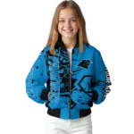 custom carolina panthers hexagon cluster blue black bomber jacket best selling