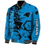 custom carolina panthers hexagon cluster blue black varsity jacket best selling.webp