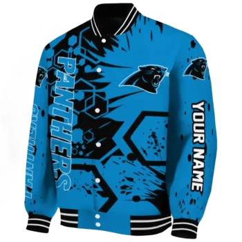 custom carolina panthers hexagon cluster blue black varsity jacket best selling.webp