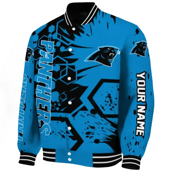 custom carolina panthers hexagon cluster blue black varsity jacket best selling.webp
