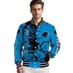 custom carolina panthers hexagon cluster blue black varsity jacket best selling.webp