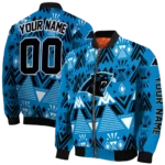 custom carolina panthers pyramid shapes blue bomber jacket best selling