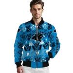 custom carolina panthers pyramid shapes blue bomber jacket best selling
