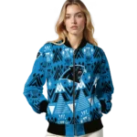 custom carolina panthers pyramid shapes blue bomber jacket best selling