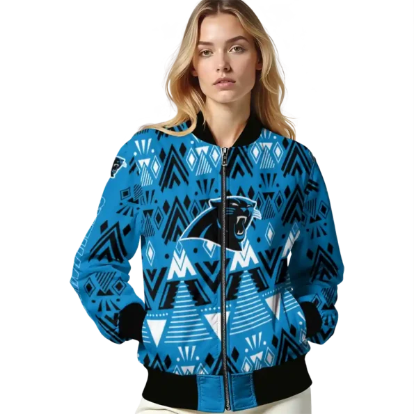 custom carolina panthers pyramid shapes blue bomber jacket latest model