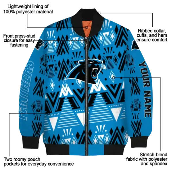 custom carolina panthers pyramid shapes blue bomber jacket new arrival