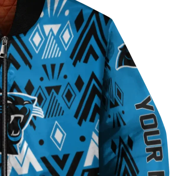 custom carolina panthers pyramid shapes blue bomber jacket premium grade
