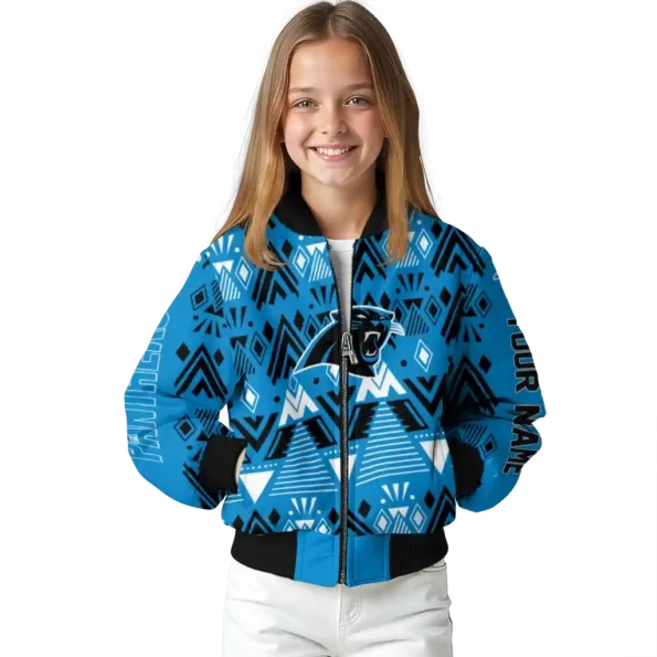 custom carolina panthers pyramid shapes blue bomber jacket top rated