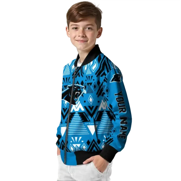 custom carolina panthers pyramid shapes blue bomber jacket trendy