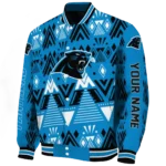 custom carolina panthers pyramid shapes blue varsity jacket best selling.webp