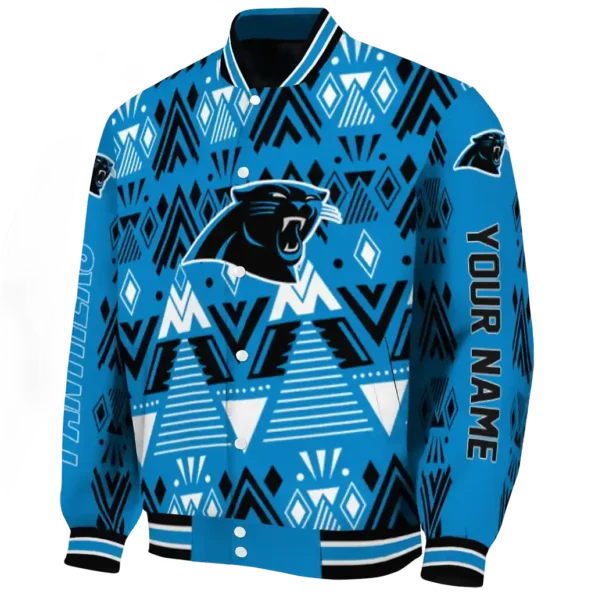 custom carolina panthers pyramid shapes blue varsity jacket best selling.webp