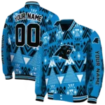 custom carolina panthers pyramid shapes blue varsity jacket best selling.webp