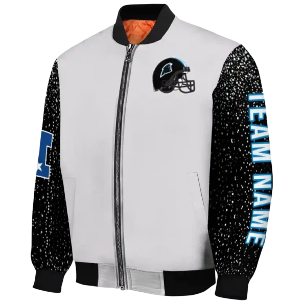 custom carolina panthers speckled arms blue gray bomber jacket best selling