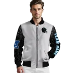 custom carolina panthers speckled arms blue gray bomber jacket best selling